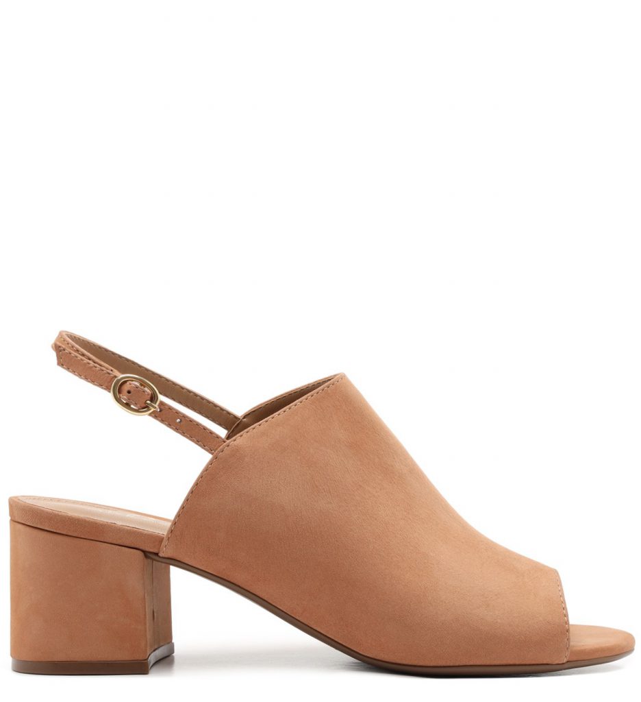 Sandália Nude Nobuck Salto Bloco Fivela Pale Nut Arezzo Arezzo