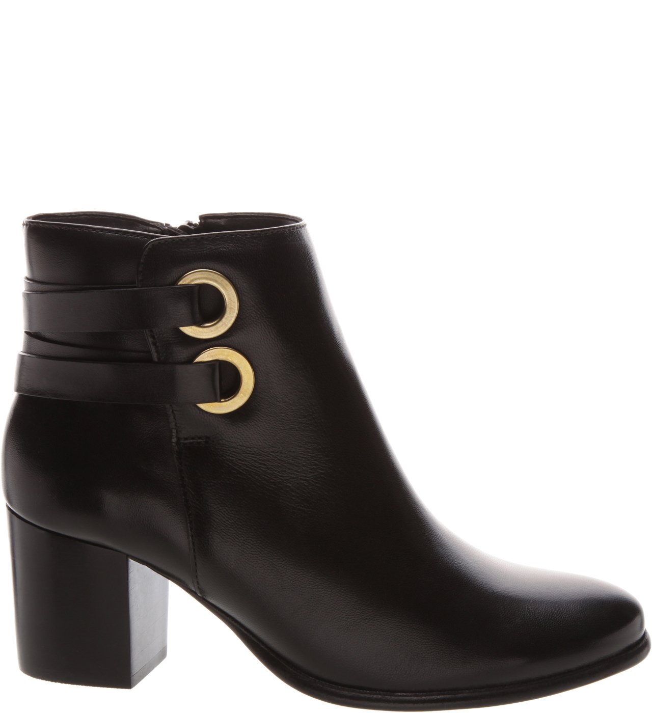 Ankle Boot Couro Preta Elos Dourado Arezzo