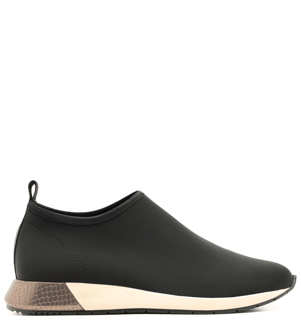 T nis Slip On Estilo Esportivo Preto Fibra El stica Arezzo