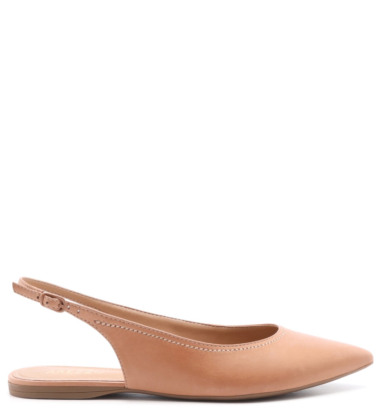 Sapatilha Bege Couro Slingback Pesponto Arezzo