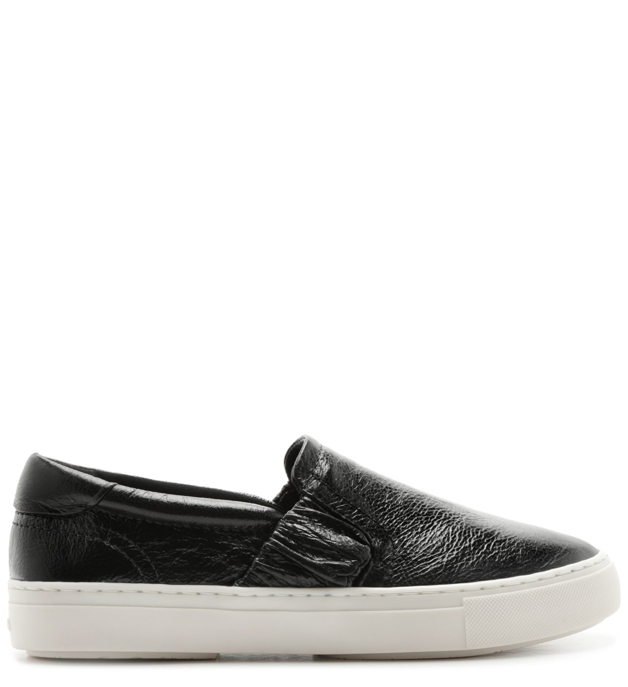 Tênis Slip On Couro Posh Bico Redondo Preto | Arezzo