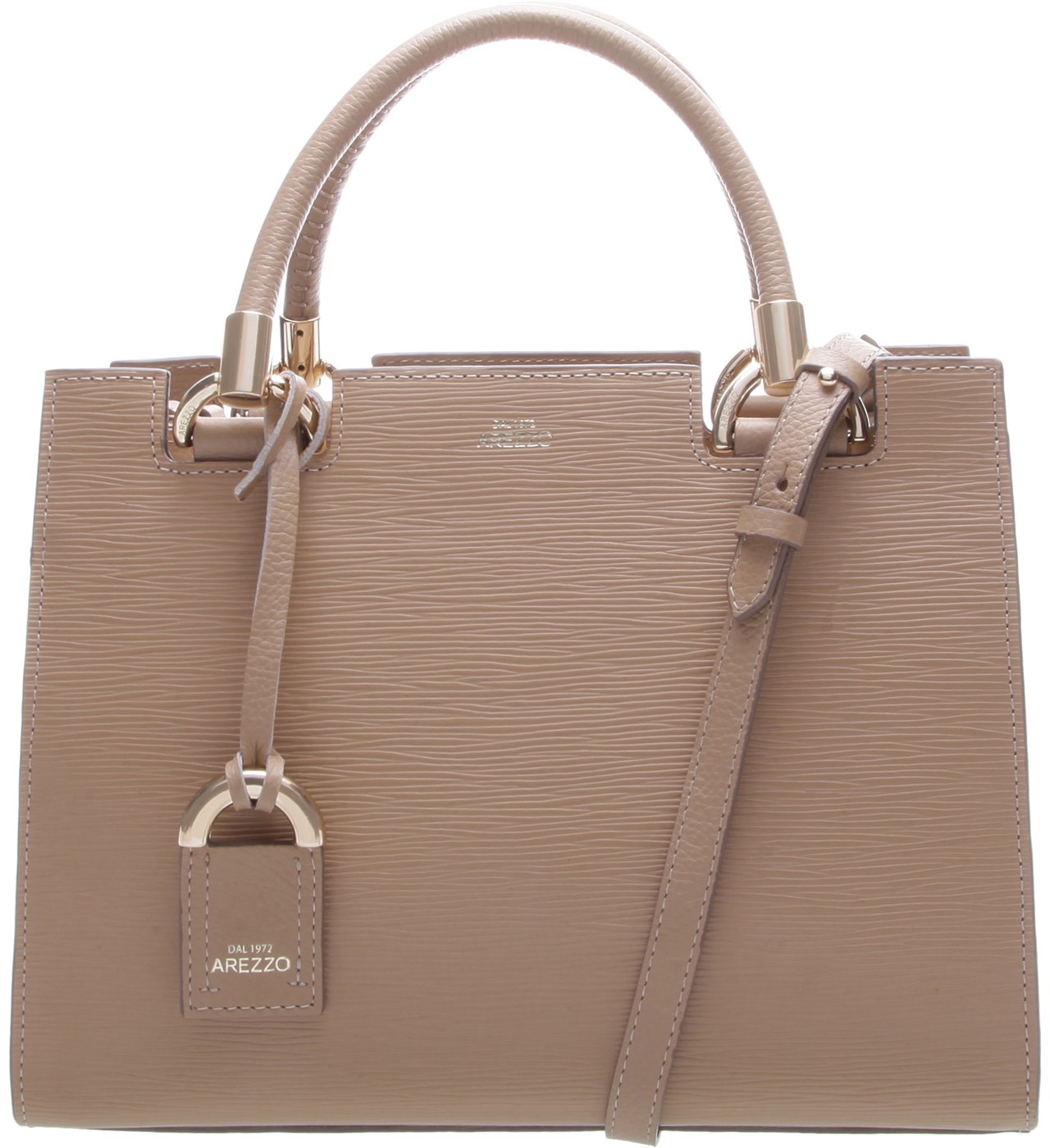 Bolsa Couro Tote Grande Square Abraccio Pale Beige Arezzo