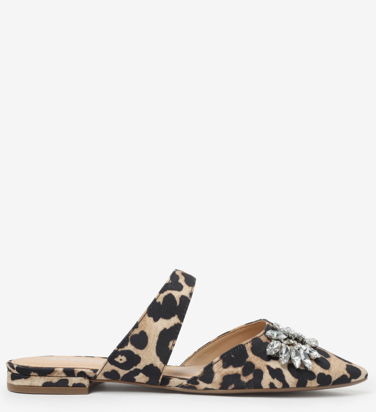 Mule Animal Print Tecido Bico Fino Pedrarias Arezzo