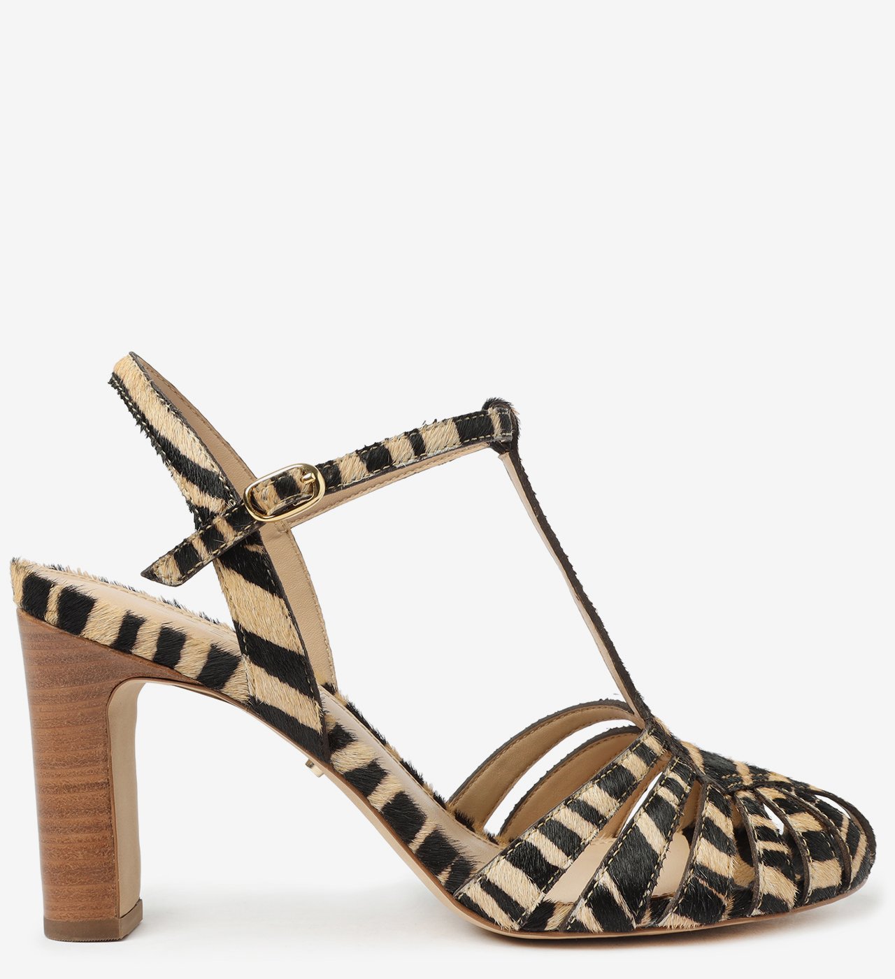 Sand lia Animal Print Couro Salto Bloco Preto Arezzo Arezzo LP