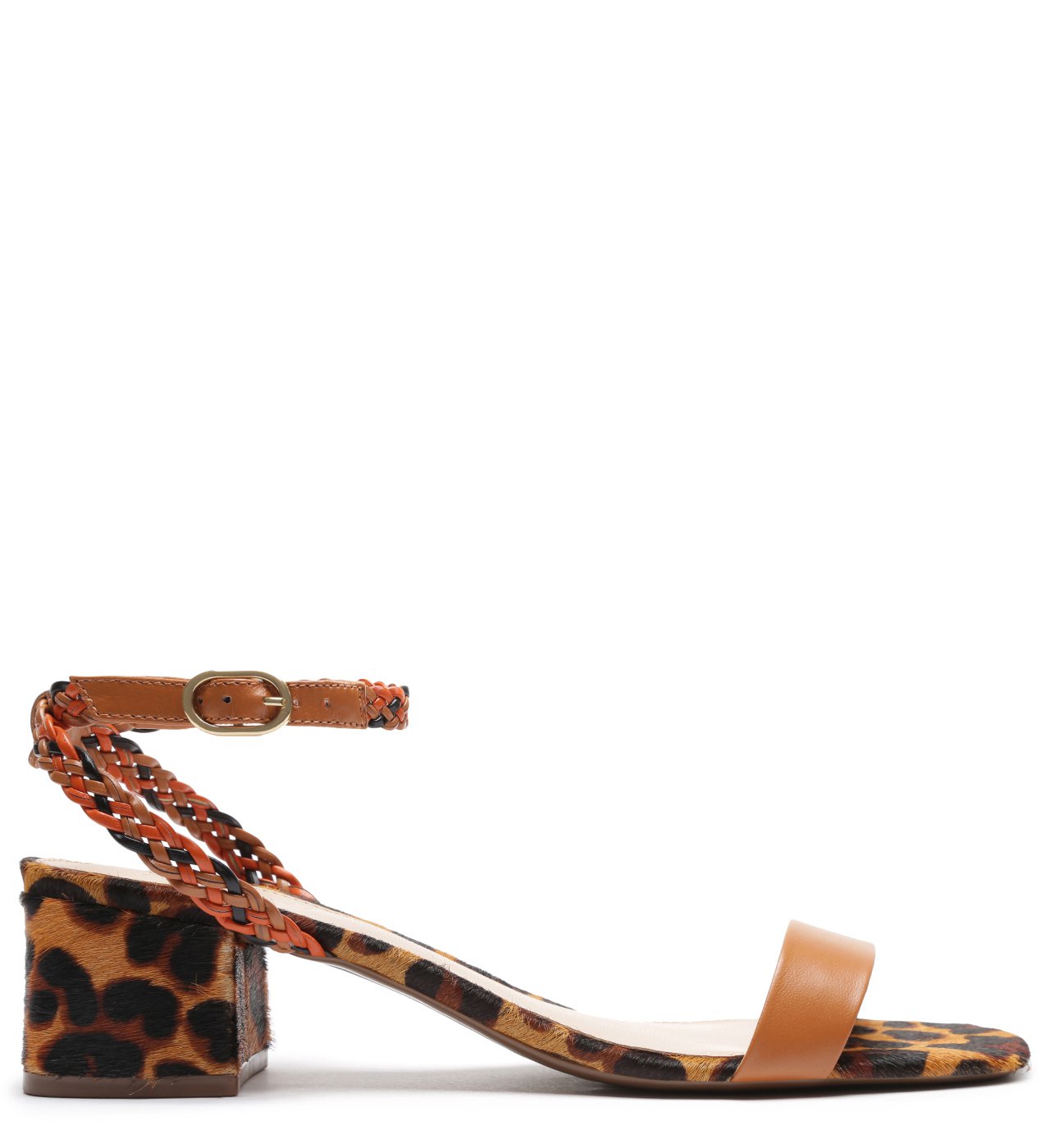 Sand lia Animal Print Salto Bloco Baixo Marrom Arezzo Arezzo