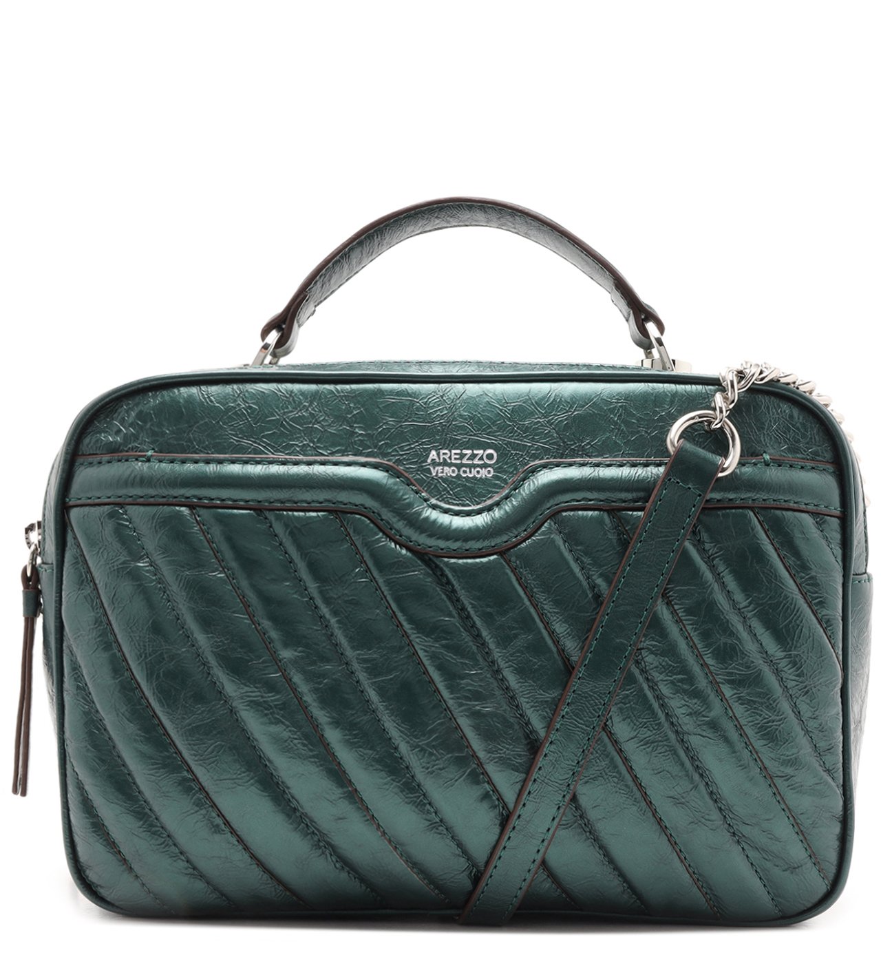 Bolsa Tiracolo Couro Francine M dia Metal Green Arezzo